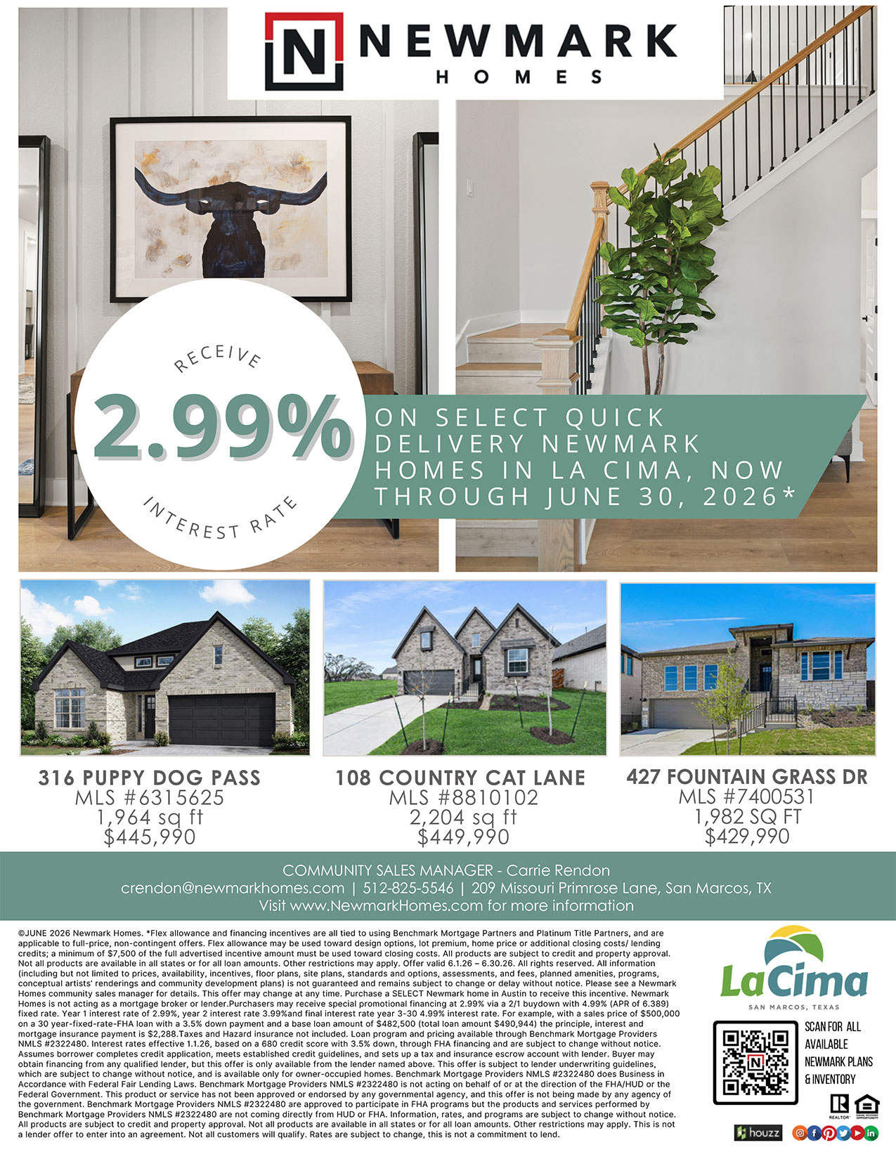 La Cima — Newmark Homes incentive at La Cima